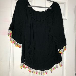 Black Pom Pom plus size top